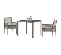 Eleganz Set da giardino in rattan sintetico, 3 pezzi, di colore grigio, durevole e resistente alle intemperie, per terrazza e giardino, design moderno per il divertimento all'aria aperta