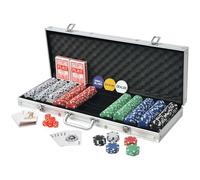 Eleganz Set da poker con 500 chip in plastica e alluminio - Set da casinò professionale per casa, bar o serate da poker - Durevole e di alta qualità