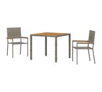 Eleganz Set da pranzo da giardino, 3 pezzi, colore grigio, in rattan sintetico, per terrazza e balcone, resistente alle intemperie e facile da pulire, design moderno per il divertimento all'aria