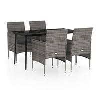Eleganz Set da pranzo da giardino con cuscino grigio e nero, in rattan sintetico, in acciaio verniciato a polvere, vetro - Mobili per esterni durevoli per terrazza e giardino