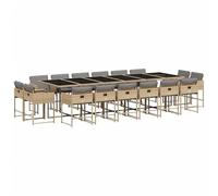 Eleganz Set da pranzo da giardino con cuscino in rattan di polietilene, acciaio verniciato a polvere e vetro temperato, durevole, per terrazza e giardino
