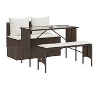 Eleganz Set da pranzo da giardino con cuscino in rattan sintetico, in acciaio verniciato a polvere e vetro temperato, durevole ed elegante per terrazza e giardino