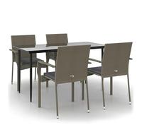 Eleganz Set da pranzo da giardino in rattan PE e acciaio verniciato a polvere - nero e grigio - durevole e resistente alle intemperie - perfetto per terrazza e giardino