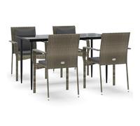 Eleganz Set da pranzo da giardino in rattan PE e acciaio verniciato a polvere - nero e grigio - perfetto per terrazza e giardino - resistente alle intemperie e durevole