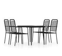 Eleganz Set da pranzo da giardino nero - acciaio verniciato a polvere e vetro - durevole e moderno - perfetto per terrazza e giardino