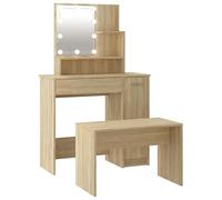 Eleganz Set da toeletta con rovere Sonoma, set di mobili per camera da letto con specchio e illuminazione, elegante tavolino da trucco da donna, moderno e funzionale