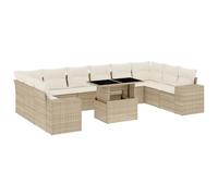 Eleganz Set di 11 divano da giardino in rattan PE e acciaio verniciato a polvere, beige, durevole e facile da pulire, per terrazza e giardino