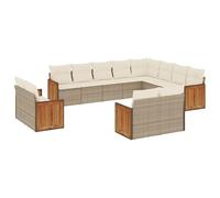 Eleganz Set di 12 divani da giardino in rattan PE e acciaio verniciato a polvere, cuscino beige, durevole e resistente alle intemperie, perfetto per terrazza e giardino