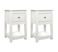 Eleganz Set di 2 comodini bianchi 40 x 35 x 61,5 cm, in legno massello di pino - Camera da letto e soggiorno - Durevole ed elegante