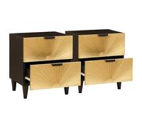 Eleganz Set di 2 comodini in legno di mango massiccio, 40 x 33,5 x 46 cm, tavolino moderno per camera da letto, soggiorno, elegante e durevole