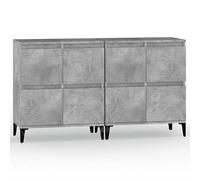 Eleganz Set di 2 credenze grigio cemento, 60 x 35 x 70 cm, set di mobili da soggiorno in legno | salvaspazio ed elegante per ambienti moderni