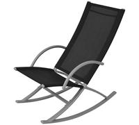 Eleganz Set di 2 sedie a dondolo da giardino, in acciaio e tessuto textilene, colore nero, durevoli e resistenti alle intemperie, per terrazza, balcone o giardino, comode sedie a dondolo per