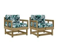 Eleganz Set di 2 sedie da giardino con cuscini in legno di pino impregnato in autoclave, durevoli e resistenti alle intemperie, per terrazza e giardino