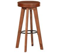 Eleganz Set di 2 sgabelli da bar in vera pelle e legno di acacia - pouf di alta qualità per cucina, soggiorno o bar - Durevole ed elegante