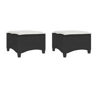 Eleganz Set di 2 sgabelli da giardino, colore nero, con cuscino, in polyrattan, 55 x 55 x 36 cm, durevoli e confortevoli, per terrazze, balconi o giardini, moderni e per esterni