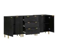 Eleganz Set di 3 credenze nere in legno - Moderno set di mobili da soggiorno con spazio per piccoli spazi - Durevole ed elegante