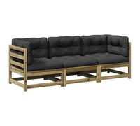 Eleganz Set di 3 divani da giardino in legno di pino impregnato in autoclave, durevole e facile da pulire, perfetto per terrazza e giardino