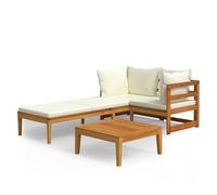 Eleganz Set di 3 lounge da giardino in legno massello di acacia con cuscino bianco crema - Mobili durevoli ed eleganti per terrazza e giardino