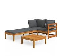 Eleganz Set di 3 mobili da giardino in legno massello di acacia con cuscino grigio scuro, durevole ed elegante, per terrazza e giardino