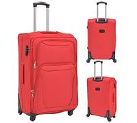 Eleganz Set di 3 passeggini morbidi con trolley, leggeri e durevoli per travel, alloggiamenti e ruote lisce, perfetti per viaggi domestici e internazionali, colore: rosso