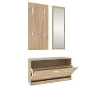 Eleganz Set di 3 scarpiere in legno di rovere Sonoma, mobili salvaspazio per ingresso, appartamento e casa - Stabile per scarpe e accessori