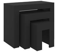 Eleganz Set di 3 tavolini in legno nero - Tavolo da pranzo moderno per piccoli spazi, durevole e stabile - Soluzione salvaspazio per famiglie e host