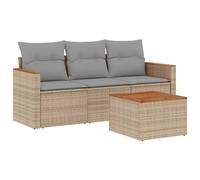 Eleganz Set di 4 divani da giardino in polyrattan con cuscino, comodi mobili da esterno per terrazza e balcone, resistente alle intemperie e facile da pulire