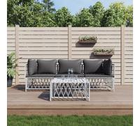Eleganz Set di 4 lounge da giardino con cuscino bianco - acciaio verniciato a polvere e tessuto textilene - perfetto per terrazza e giardino - accogliente casa all'aperto