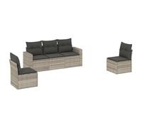 Eleganz Set di 5 divani da giardino con cuscino - grigio chiaro polyrattan & acciaio verniciato a polvere - durevole e resistente alle intemperie - perfetto per terrazza e giardino