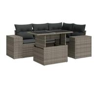 Eleganz Set di 5 divani da giardino con cuscino grigio - rattan PE & acciaio verniciato a polvere - Durevole e facile da pulire - perfetto per terrazza e giardino