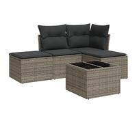 Eleganz Set di 5 divani da giardino grigio - rattan PE & acciaio verniciato a polvere - durevole e resistente alle intemperie - perfetto per terrazza e giardino