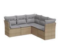 Eleganz Set di 5 divani da giardino in rattan PE con cuscino, beige, acciaio verniciato a polvere, durevole e resistente alle intemperie, perfetto per terrazza e giardino