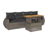 Eleganz Set di 5 divani da giardino in rattan PE grigio con cuscino e acciaio verniciato a polvere, resistente alle intemperie e durevole, perfetto per terrazza e giardino