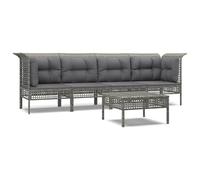 Eleganz Set di 5 sedie da giardino con cuscino grigio polyrattan - moderno rattan PE & acciaio verniciato a polvere per terrazza e giardino, durevole e facile da pulire