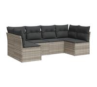 Eleganz Set di 6 divani da giardino con cuscino, grigio chiaro, in rattan sintetico e acciaio verniciato a polvere, durevole e facile da pulire, perfetto per terrazza e giardino