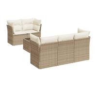 Eleganz Set di 6 divani da giardino con cuscino in polyrattan beige - mobili da esterno resistente alle intemperie per terrazza e balcone - comodo set lounge con spazio di archiviazione