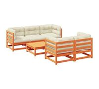 Eleganz Set di 6 divani da giardino in legno di pino massiccio, marrone cerato per terrazza e giardino, resistente alle intemperie e durevole, perfetto per famiglie e relax all'aperto