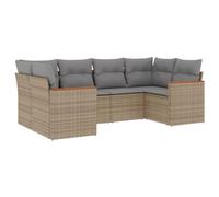 Eleganz Set di 6 divani da giardino in polyrattan con cuscino - Beige mobili da esterno per terrazza e balcone - Resistente alle intemperie e confortevole - Set di mobili da giardino moderno
