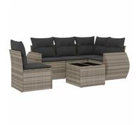 Eleganz Set di 6 divani da giardino in polyrattan grigio chiaro con cuscino - Mobili moderni per esterni per terrazza e balcone - Resistente alle intemperie e confortevole