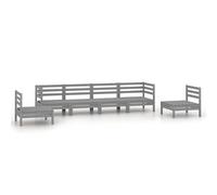 Eleganz Set di 6 mobili da giardino in legno di pino massello - Set di mobili durevoli ed eleganti per terrazza e giardino - Colore grigio per un ambiente moderno