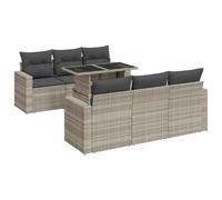 Eleganz Set di 7 divani da giardino con cuscino - grigio chiaro mobili in polyrattan per terrazza e balcone - resistente alle intemperie e confortevole - Moderno set di sedute per esterni