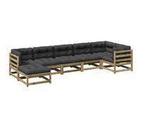 Eleganz Set di 7 divani da giardino con cuscino in legno di pino impregnato in autoclave, durevole e resistente alle intemperie, perfetto per terrazza e giardino