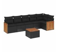 Eleganz Set di 7 divani da giardino in rattan PE con cuscino, mobili da giardino in acciaio verniciato a polvere, ideale per terrazza e giardino, durevole e resistente alle intemperie