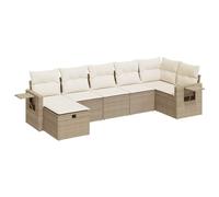 Eleganz Set di 7 divani da giardino in rattan PE con cuscino per terrazza e giardino, in acciaio verniciato a polvere, resistente alle intemperie e durevole