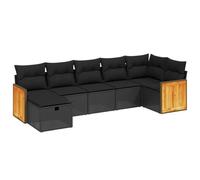 Eleganz Set di 7 divani da giardino in rattan PE nero con cuscino e acciaio verniciato a polvere - Moderno living esterno per terrazza e giardino