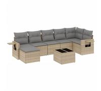Eleganz Set di 8 divani da giardino in polyrattan con cuscino - Beige mobili da esterno per terrazza e balcone, resistente alle intemperie e confortevole