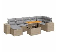 Eleganz Set di 8 divani da giardino in rattan sintetico con cuscino, beige, acciaio verniciato a polvere, durevole e resistente alle intemperie, perfetto per terrazza e giardino