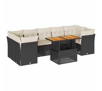 Eleganz Set di 8 divani da giardino in rattan sintetico nero con cuscino, in acciaio verniciato a polvere, durevole e resistente alle intemperie, perfetto per terrazza e giardino