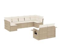 Eleganz Set di 9 divani da giardino in polyrattan con cuscino - beige, resistente alle intemperie e durevole per terrazza, balcone o giardino - Confortevoli mobili da esterno per relax all'aperto