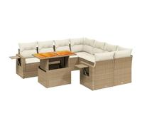 Eleganz Set di 9 divani da giardino in rattan con cuscino beige - Divano esterno durevole per terrazza e balcone - Comodi mobili in polyrattan per rilassarsi all'aperto